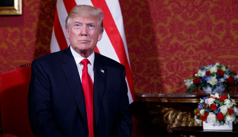 President Trump refused on Thursday to solely blame Russia for interference in the 2016 presidential election last year in a statement made less than a day before his first in-person meeting with Russian President Vladimir Putin at the G-20 summit. (AP Photo/Evan Vucci)