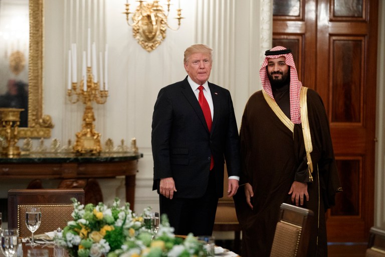 Trump will abandon some of the harsh anti-Muslim rhetoric of his campaign when he addresses the leaders of Arab and Muslim nations in Saudi Arabia on Sunday. (AP Photo/Evan Vucci)