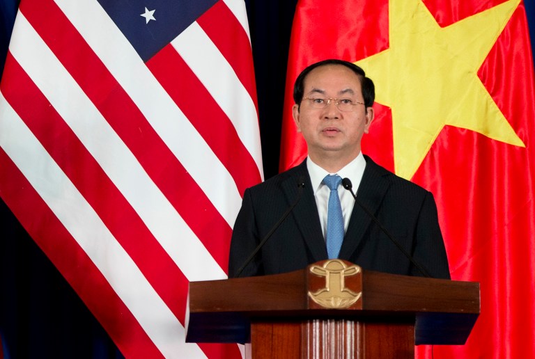 Vietnamese President Tran Dai Quang quoted Ho Chi Minh as he toasted improved relations between the U.S. and Vietnam. (AP Photo/Carolyn Kaster)