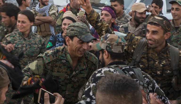 The military received assistance from Syrian Democratic Forces on the ground, Operation Inherent Resolve announced. (AP Photo/Asmaa Waguih)