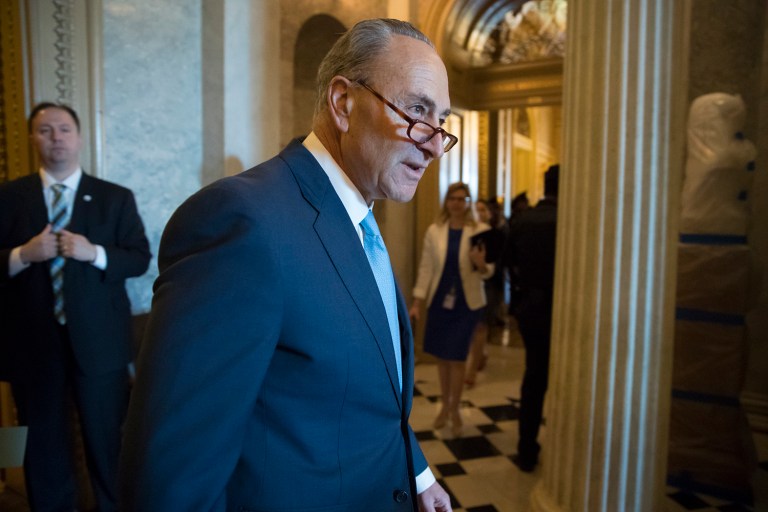 Schumer said Democrats want Comey, Rosenstein and Attorney General Jeff Sessions to brief Congress on Tuesday's decision. (AP Photo/J. Scott Applewhite)