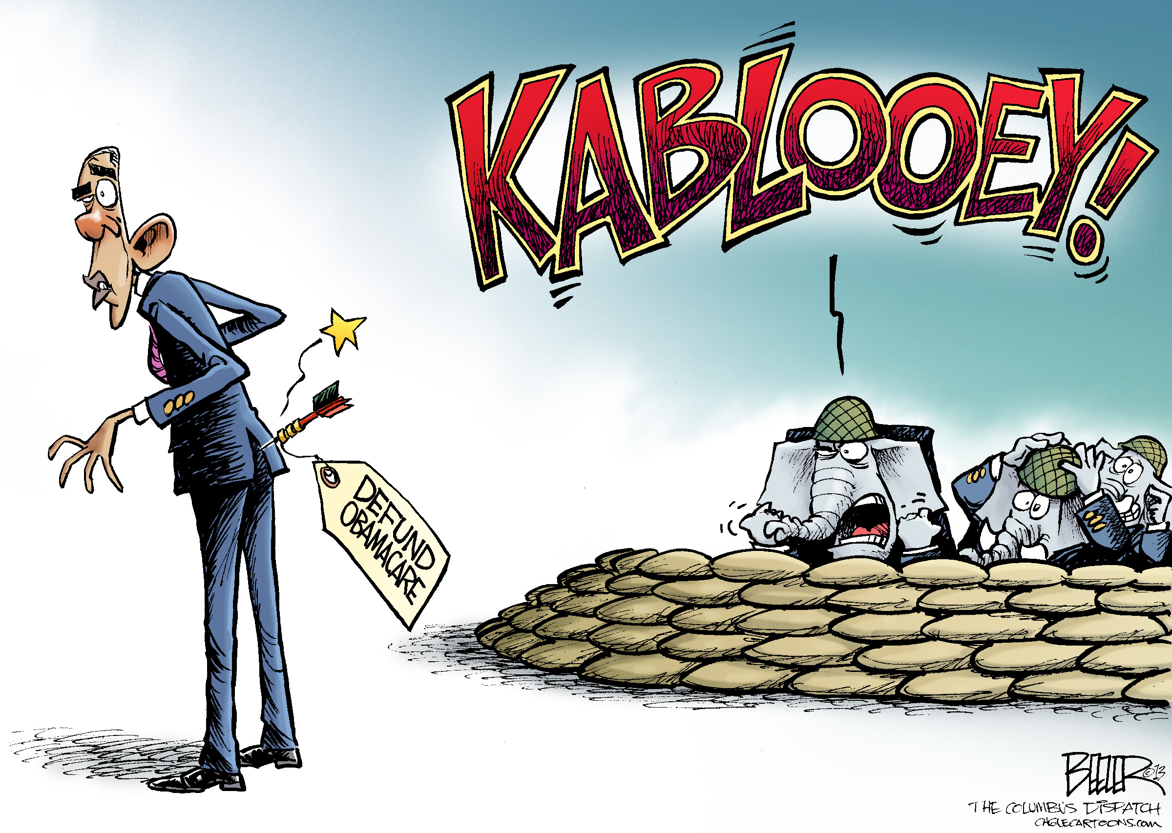 Editorial cartoon: Defund Obamacare