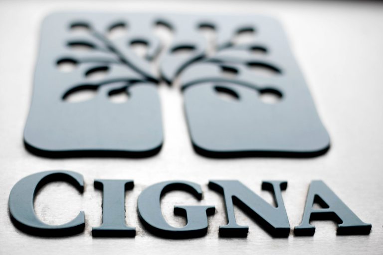 Shown is a sign outside the headquarters of the health insurer Cigna Corp., Wednesday, Aug. 3, 2011, in Philadelphia. Cigna said Thursday, Aug. 4, 2011, its second-quarter net income jumped 39 percent compared to last year's quarter, when a hit from a discontinued business affected the managed care company's performance. (AP Photo/Matt Rourke)