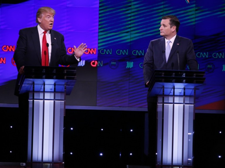 Cutting income tax rates across the board, as touted by Republican presidential front-runner Donald Trump, gets 47 percent support from voters. Ted Cruz's plan for a 10 percent flat tax for all taxpayers also gets only 45 percent support. (AP Photo)