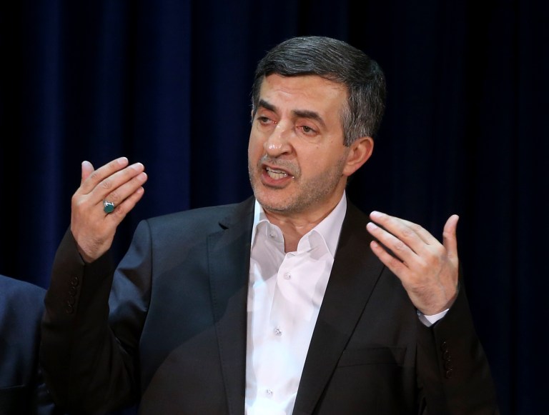 In this Saturday, May 11, 2013 photo, Esfandiar Rahim Mashaei, a close ally of Iranian President Mahmoud Ahmadinejad, speaks with journalists, during a press conference after registering his candidacy for the upcoming presidential election, at the election headquarters of the interior ministry, in Tehran, Iran. A hardline news website says Iran's election overseers have rejected a pair of powerful and divisive figures from running in next month's presidential election. Tasnimnews.com says Akbar Hashemi Rafsanjani, a former president who still wields enormous influence, and Esfandiar Rahim Mashaei, a close confident of President Mahmoud Ahmadinejad, have been barred by the Guardian Council. (AP Photo/Ebrahim Noroozi)