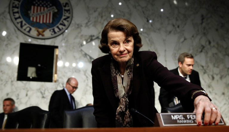 Senate Judiciary Committee racking member Sen. Dianne Feinstein, D-Calif., on Tuesday sent more letters of inquiry to former advisers to President Trump, her second batch after sending her first in November. (AP Photo/Carolyn Kaster)
