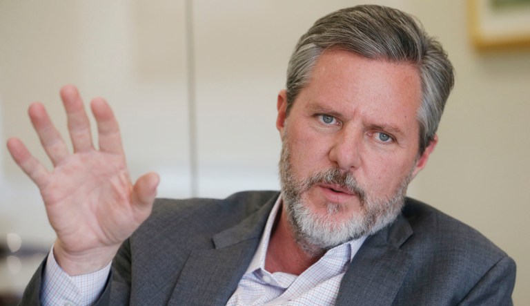 President Trump earned the praise of Liberty University President Jerry Falwell Jr. Wednesday for his most recent comments about the violent rally in Charlottesville. Falwell was an early supporter of Trump and endorsed him just before the Iowa caucus. (AP Photo/Steve Helber)