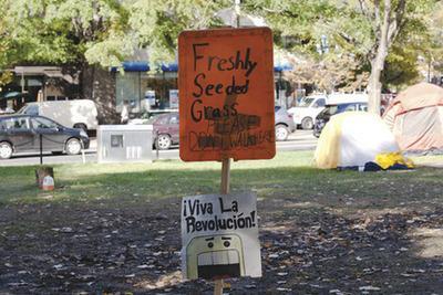 A sign in McPherson Square that reads