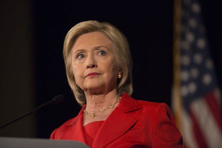 Hillary Clinton pauses while speaking during an event in Cedar Rapids, Iowa. (Daniel Acker/Bloomberg)