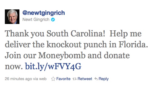 Newt Looking to ‘Deliver the Knockout Punch in Florida’
