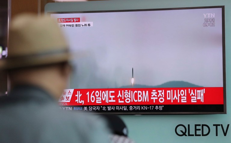 North Korea last test-fired a ballistic missile on April 28. The U.S. military said it exploded mid-flight. (AP Photo/Lee Jin-man)