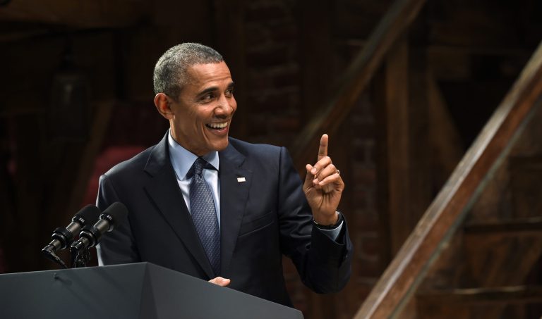 President ObamaÂ mocked Republicans for talking tough about how they'd be better presidents than Obama, but then complaining about debate moderators, atÂ the Richard Rodgers Theatre in New York, Monday, Nov. 2, 2015, at a Democratic National Committee fundraiser. (AP Photo/Susan Walsh)