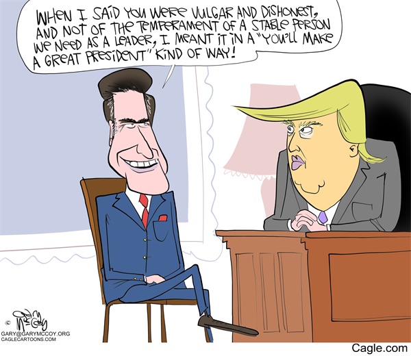 Editorial cartoon: Revisionist Romney