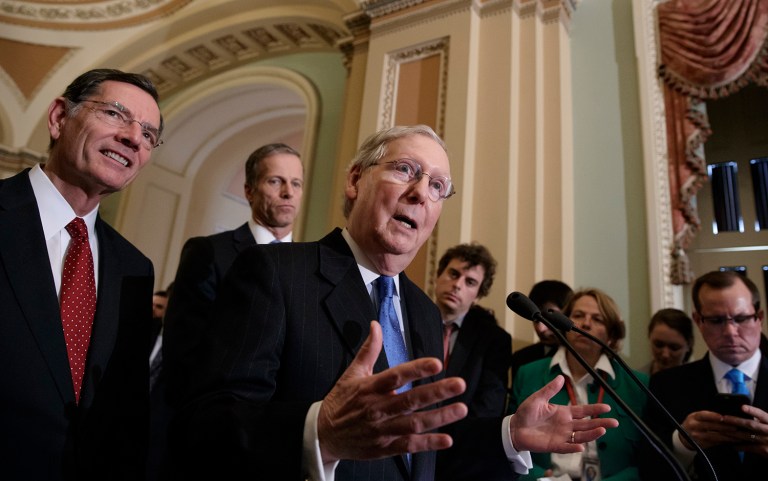 To replace Obamacare, Republicans must go 'nuclear' and end the Senate filibuster to get a healthcare bill through. (AP Photo/J. Scott Applewhite)