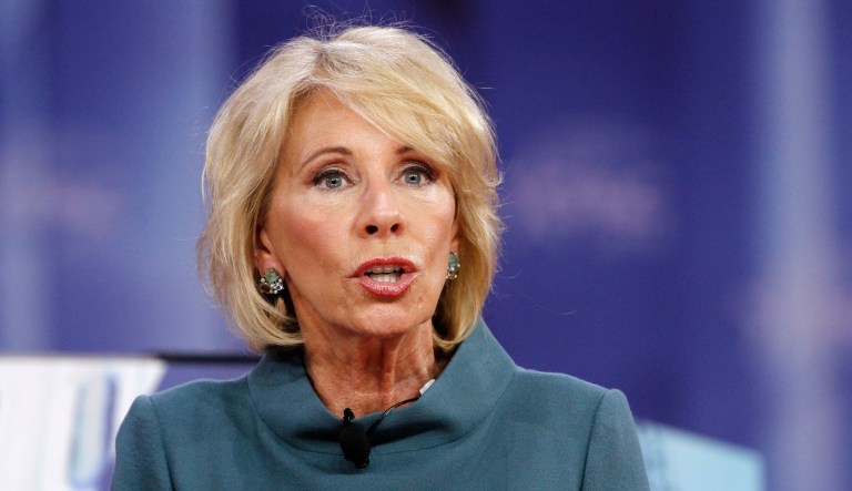 Education Secretary Betsy DeVos speaks during the Conservative Political Action Conference at National Harbor, Md. (AP Photo/Jacquelyn Martin)