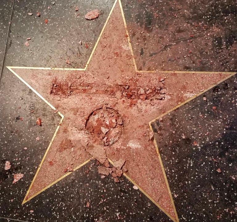 The man who vandalized Trump's star told Deadline he was trying to extract the star to auction it off and give the proceeds to the multiple women who have accused Trump of sexually assaulting them over the decades. (Screenshot)