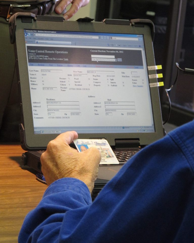 A poll worker during early voting in Tennesse (AP Photo)