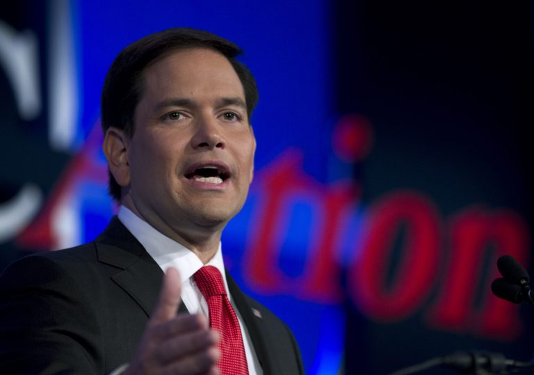 Republican presidential candidate Sen. Marco Rubio, R-Fla. speaks during the Values Voter Summit, held by the Family Research Council Action, Friday, Sept. 25, 2015, in Washington. ( AP Photo/Jose Luis Magana)