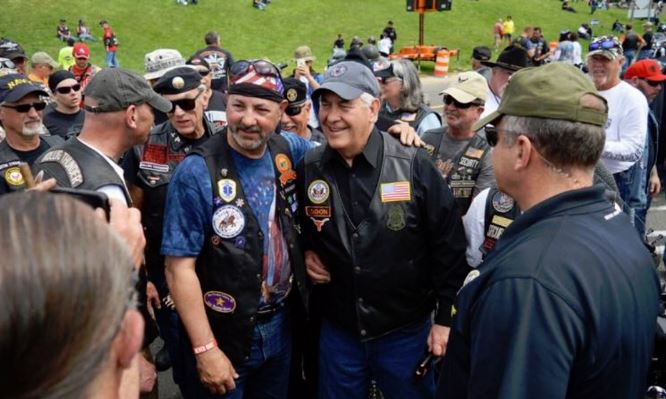 Secretary of State Tillerson rides Harley at Rolling Thunder Memorial Day event