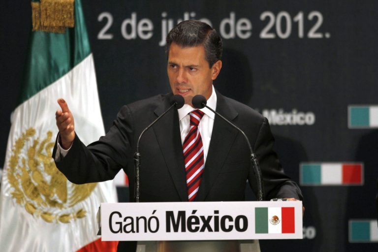 Enrique PeÃ±a Nieto speaks during a news conference in Mexico City, Monday, July 2, 2012. (AP Photo/Marco Ugarte)