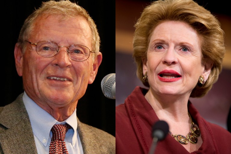 Sen. Jim Inhofe, R-Okla., and Sen. Debbie Stabenow, D-Mich., co-wrote a legislative solution that will be a standalone piece of legislation attached to a House-passed bill dealing with Flint. (AP Photos)