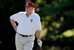 Trump plays golf as Democrats continue impeachment prosecution