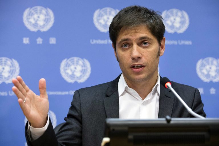 Argentine Economic Minister Axel Kicillof speaks during a news conference at United Nations headquarters, Wednesday, June 25, 2014. The winners of a decade-long debt battle asked a U.S. judge on Tuesday to deny Argentina's request for more negotiating time to avoid a catastrophic default. (AP Photo/John Minchillo)