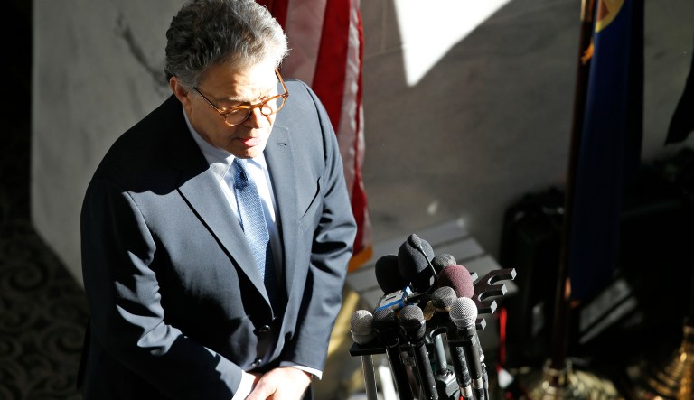 The woman told Politico Franken tried to forcibly kiss her after a taping of his radio show in 2006, two years before he became a senator. (AP Photo/Alex Brandon)