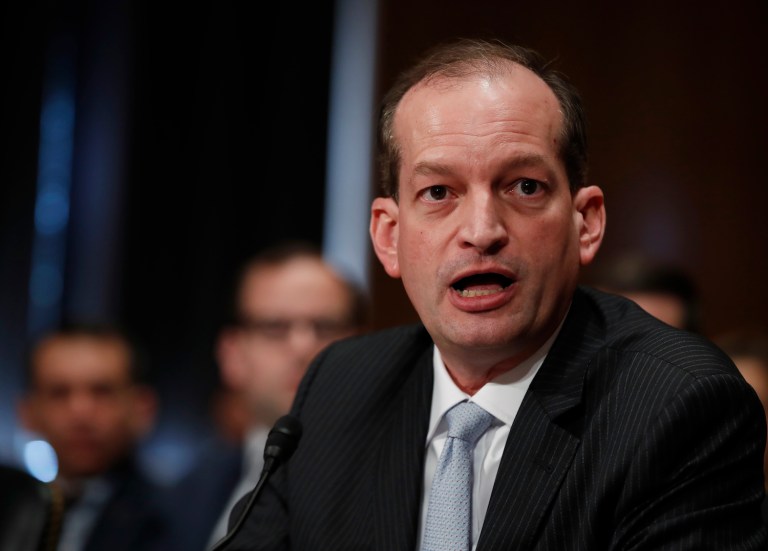 "To accommodate senators' schedules, the committee will vote on Mr. Acosta's nomination tomorrow," said a committee source. (AP Photo/Manuel Balce Ceneta)