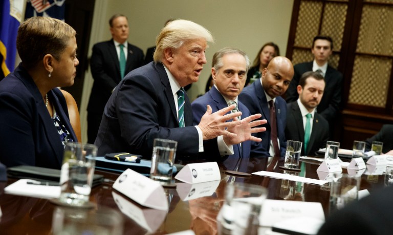 Trump's progress with the RSC comes a week before Republicans are expected to vote on the bill on the House floor. (AP Photo/Evan Vucci)