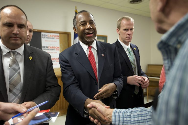 Black America's Political Action Committee, a pro-Carson super PAC run by Alvin Williams, is soliciting donations to keep a radio ad knocking Trump on the air through the South Carolina primary. (AP Photo/Jae C. Hong)