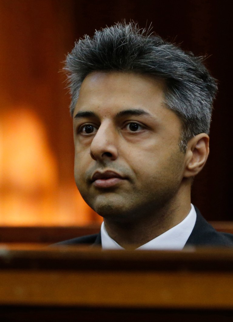 British businessman Shrien Dewani appears in the high court in Cape Town,  South Africa Monday, Oct. 6, 2014. Dewani faces charges of orchestrating the killing of his wife Anni Dewani, while on honeymoon in the country four years ago. (AP Photo/Mike Hutchings, Pool)
