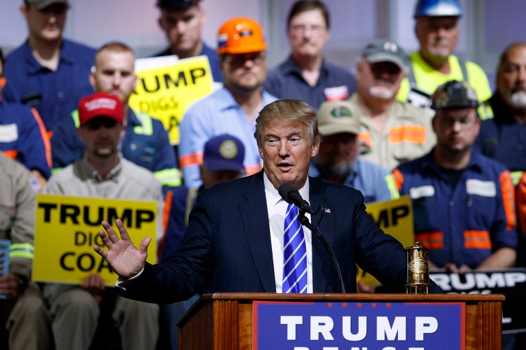 During an event in Abingdon, Va., Trump comparing Clinton's actions to those of former Illinois Gov. Rod Blagojevich, who had his 14-year jail sentence upheld earlier in the week. (AP Photo/Evan Vucci)
