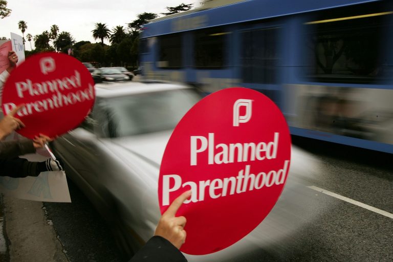 Pro-choice supporters and members of Planned Parenthood rally to mark the 35th anniversary of the Roe v. Wade decision legalizing abortion, outside the Federal Building January 22, 2008 in the Los Angeles area community of Westwood, California. (Photo by David McNew/Getty Images)