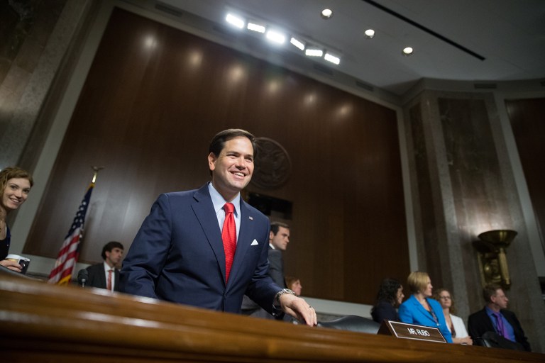 Sen. Marco Rubio, R-Fla., is expected back at work in the Senate Thursday, two days after ending his presidential campaign. (AP Photo/Andrew Harnik)