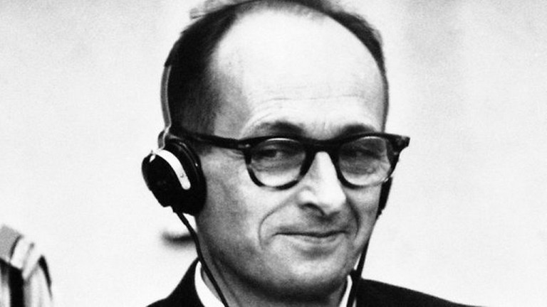 Adolf Eichmann on trial in Jerusalem, 1961. (AP)