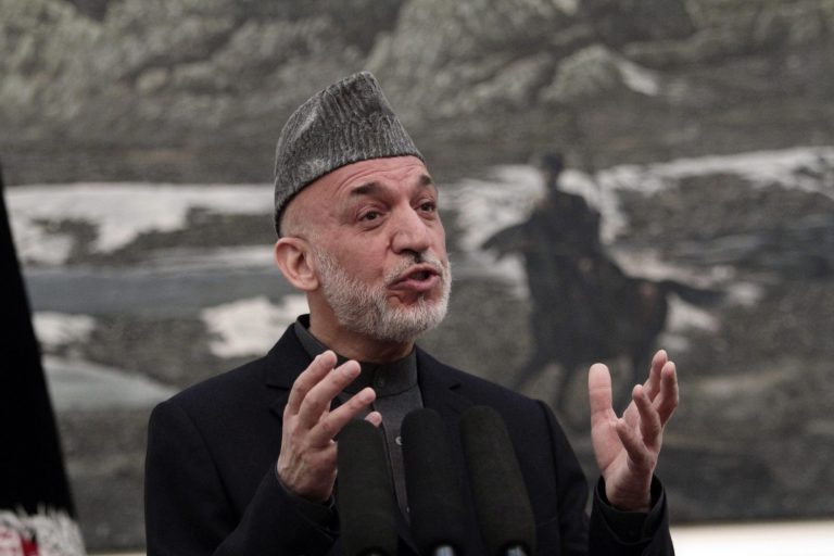 Afghan President Hamid Karzai speaks during a news conference in Kabul, Afghanistan, Saturday, May 4, 2013. Karzai says the director of the CIA assured him that regular funding his government receives from the agency will not be cut off. He says Afghanistan has been receiving such funding for more than 10 years and expressed hope at a Saturday news conference that it will not stop.(AP Photo/Rahmat Gul)