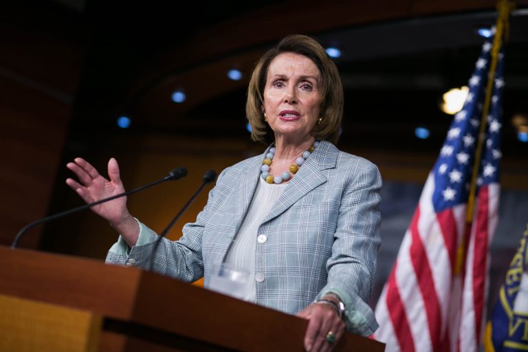 House Minority Leader Nancy Pelosi speaks at a press briefing on Capitol Hill, Thursday. (Graeme Jennings/Washington Examiner)