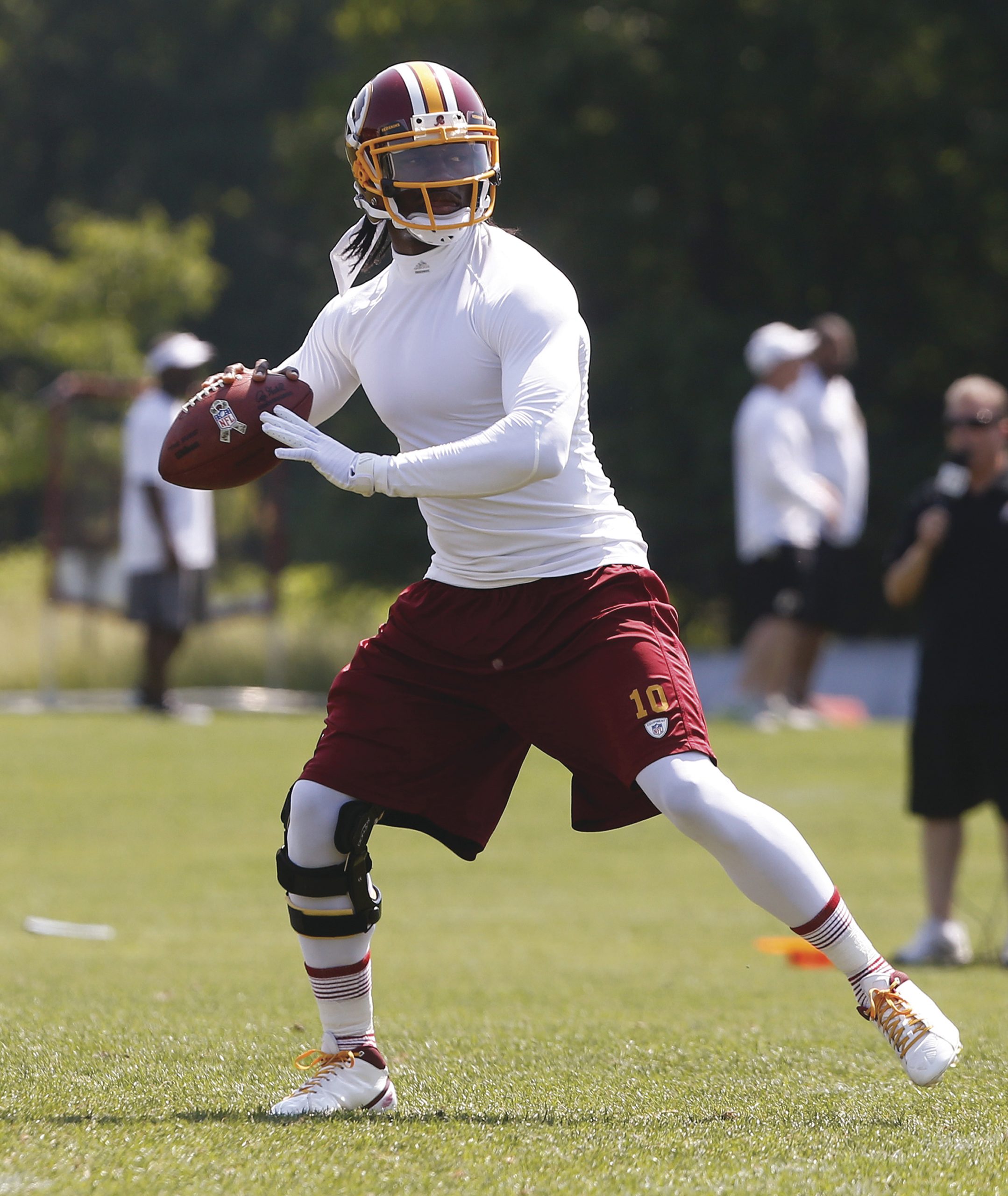 RGIII running, but not up to explosive sprinting yet