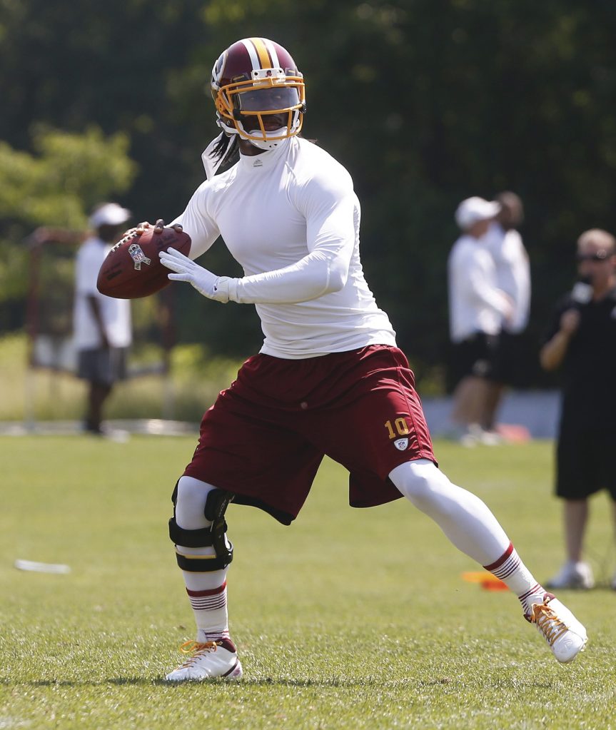 RGIII running, but not up to explosive sprinting yet