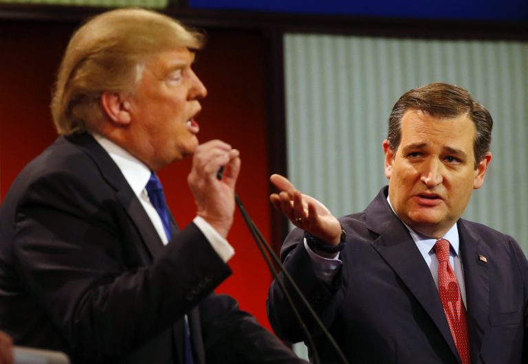 Republican presidential candidate Donald Trump has nearly a 2-1 advantage over his next closest Republican rival Sen. Ted Cruz, according to a new poll. (AP Photo/Paul Sancya)