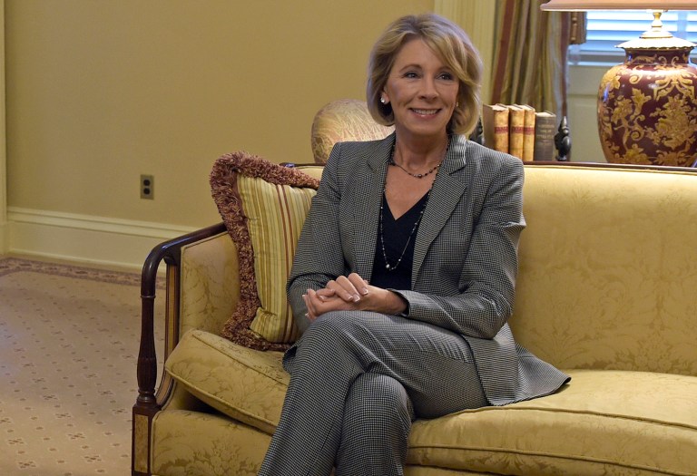 While there are many people responsible for the benefits of charter schools in Michigan, DeVos' contribution is considerable. (AP Photo/Susan Walsh)
