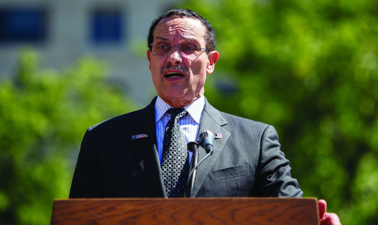D.C. Mayor Vincent Gray drew the ire of Joslyn Williams, the president of the Metropolitan Washington Council of the AFL-CIO, when he asked Congress to allow the city to avoid paying about $36 million in overtime that firefighters earned years ago and is the subject of ongoing litigation. (Photo: Graeme Jennings/Washington Examiner)