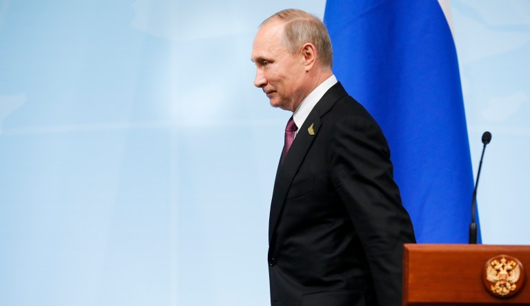 The battle has Democrats charging that Republicans are looking to make it easier for Trump to waive sanctions against Russia. (AP Photo/Alexander Zemlianichenko)