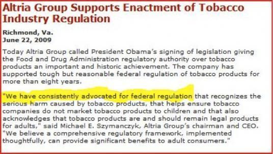 Big Tobacco & Big Government together again