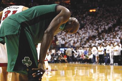 Mike Ehrmann/Getty Images
Kevin Garnett played 45 minutes in the Celtics'Game 2 loss to the Heat on Wednesday.