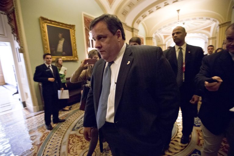   New Jersey Gov. Chris Christie walks to a meeting on Capitol Hill in Washington, Thursday, Dec. 6, 2012. Christie is in Washington to talk about aid to help his state recover from Superstorm Sandy. President Obama is expected to ask Congress for about $50 billion in additional emergency assistance. (AP Photo/J. Scott Applewhite)  