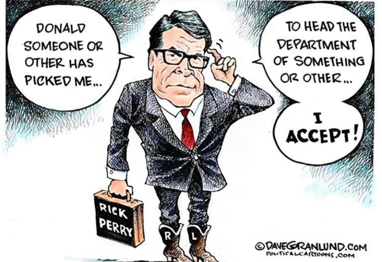 Editorial cartoon: Rick Perry, the secretary of something or other