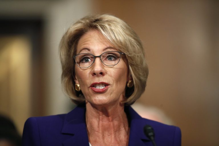 The Senate early Friday advanced the nomination of education secretary nominee Betsy DeVos, which sets up a close confirmation vote for her next week. (AP Photo/Carolyn Kaster)