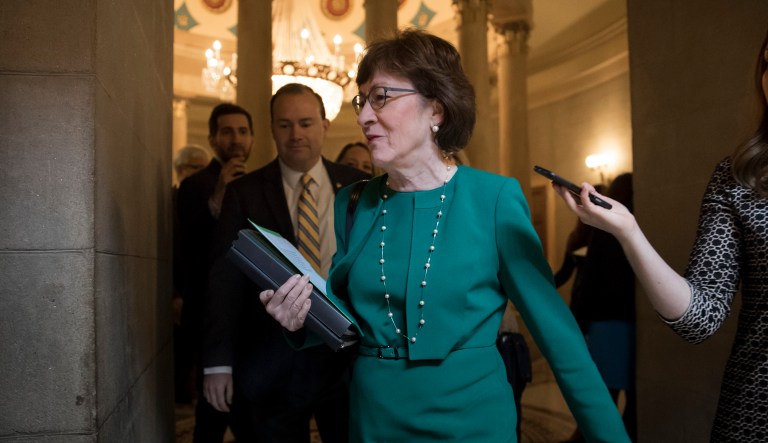 Sen. Susan Collins, R-Maine, (pictured above) and Sen. Lamar Alexander, R-Tenn., say a short-term government spending deal would not include bills aimed at stabilizing Obamacare. (AP Photo/J. Scott Applewhite)